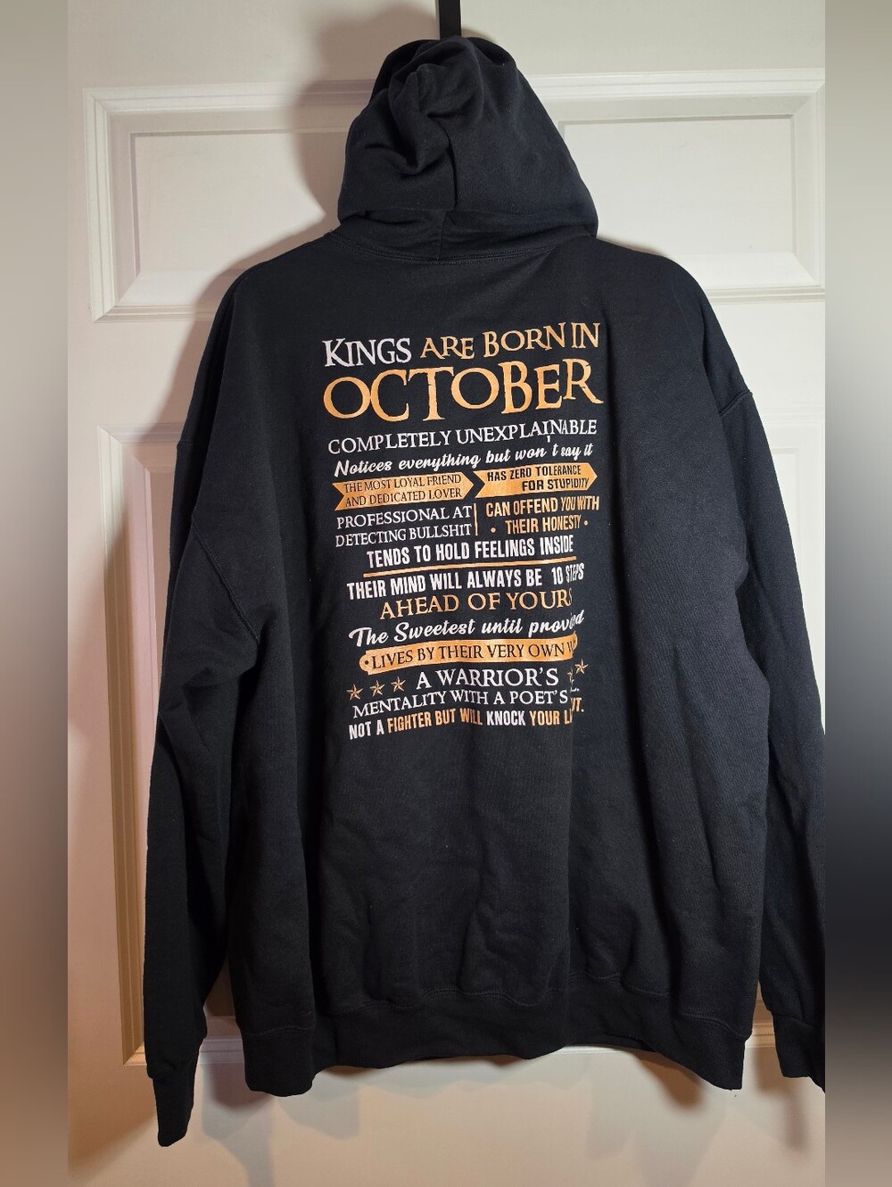 Jerzees Mens Black "Kings Are Born in October" Graphic Hoodie 2XL
